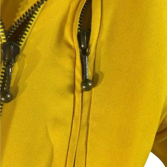 Vintage 80s Yellow Silk Moto Jacket Bold Shoulders Structured Hong Kong Made - Picture 8 of 15